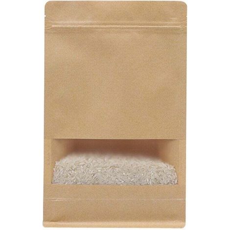 Sacs en papier Kraft auto-scellants 10x15cm, 100 pièces, avec fenêtre, pochettes debout refermables, fermeture éclair, stockage des aliments