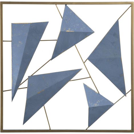 Decoración de pared 3D geométrica azul y dorado arte de pared de metal estilo costero moderno Zinc (1/5)