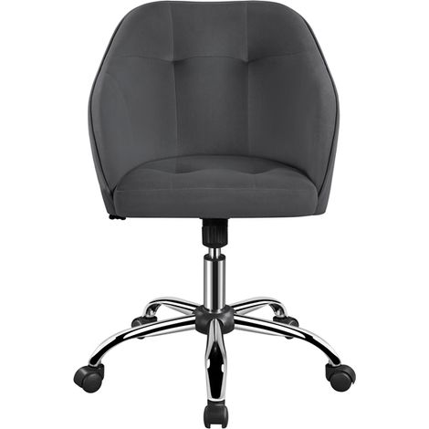 Yaheetech Sedia da Ufficio Scrivania Ergonomica in Velluto Imbottita Girevole a Rotelle Reclinabile Altezza Regolabile Portata 136 kg Grigio