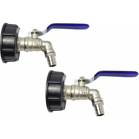 Raccord robinet en laiton chromé pour cuve IIBC 3/4" Double Robinet, PP Filetage Gros 60 Mm0L, 2PCS (1/5)