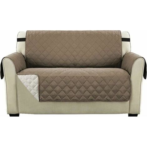 Housse De Canapé - Microfibre Réversible Matelassée - Pour Canapé 2 Places - Taupe - 1 Pièce (1/5)