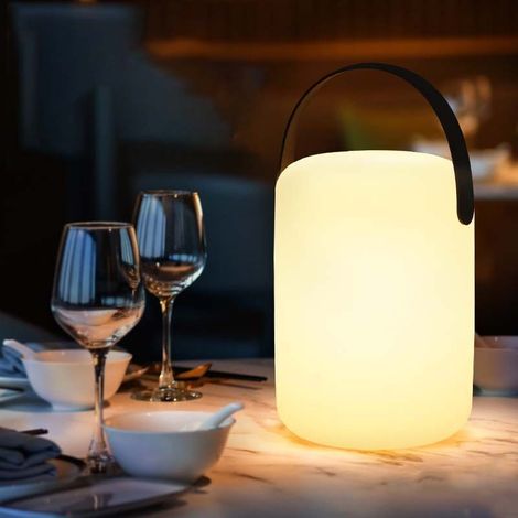 Lampe de Table LED Veilleuse Portable Nomade Lampe de Chevet 16 Couleurs LED Rechargeable sans Fil Multicolore Pour Jardin Extérieur--