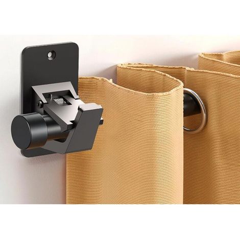 Juego de 2 soportes autoadhesivos para barras de cortina, no requieren perforación, ABS – Fijación extrafuerte para baño, cocina y sala de estar – Resistentes y duraderos