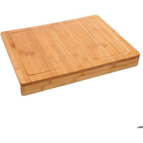 Planche À Découper - Bambou - 45 x 34,5 x 5 cm - Avec Rigole Récupératrice De Jus - 1 Pièce (1/5)