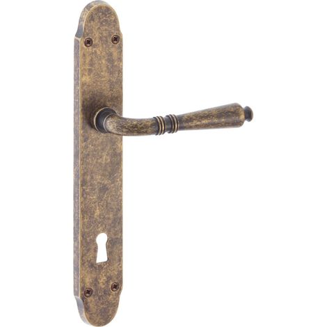 MANIGLIA DIECI ANTICATA 70MM CON PLACCA PATENT
