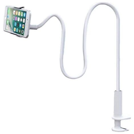 Support Pour Tablette Avec Col De Cygne Réglable - Compatible iPad iPhone Samsung Nintendo Switch Kindle - Longueur Totale 75 Cm - Blanc - 1 Pièce (1/5)