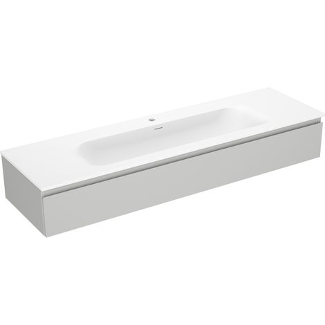 Mexen Orio Badezimmerschrank 160 cm mit Waschbecken Vela, 1 Schublade, grau matt/weiß matt - 91A10-16023-1-BF62-W23M01