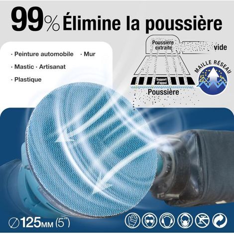 40 Pièces Disques Abrasifs 125mm Grain 800 Papier à Poncer en Filet Céramique, Fixation Autoagrippante Disque à Poncer Papier de Verre pour Ponceuse Orbitale, Ponçage Sans Poussière Bois Métal Mur (1/5)