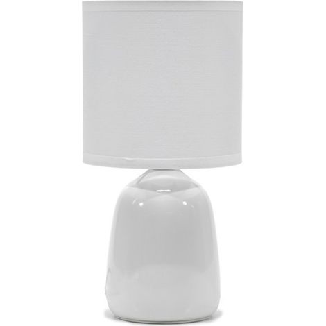 Abat Jour Bianca Moderna lumetto da Tavolo con Paralume in Tessuto e Base Lucida per Camera da Letto Salotto e Studio Lampada da Comodino Bianca Lucida Diametro 13 cm Altezza 25,5 cm Max 40W E14 (1/5)