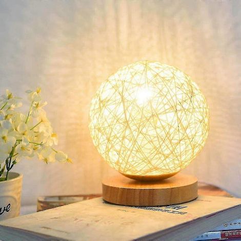 Lampe de table en bois, veilleuse décorative en bois avec fonction de chargement USB, lampe de table d'appoint, lampe de table basse (dorée) (1/4)