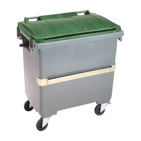 Conteneur à déchets 770 litres extérieur 4 roues gris-jaune