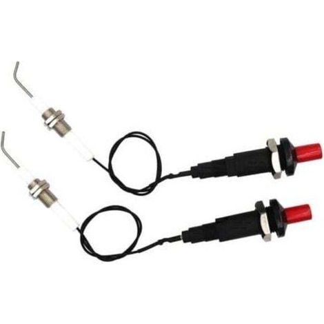 Gas BBQ/Grill Igniter, Push Button Piezo Igniter with Universal Ceramic Ignition Cable with Thread and Ignition Electrodes, Long, 30cm, Electronic, 2 Pieces MUMU