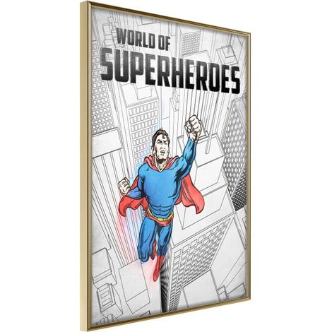Affiche Murale Encadrée "Superhero" 30 x 42 cm Or
