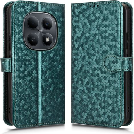 Funda tipo libro para Xiaomi Redmi Note 15 5G / Poco M8 5G, diseño de rombos tipo cartera, color verde. (1/5)
