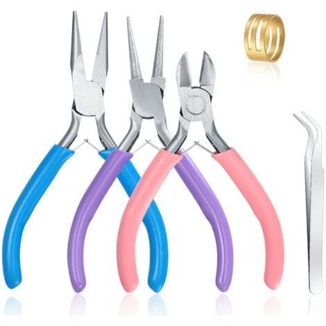 3 Pinces à Bijoux, Trousse Outils de Fabrication de Bijoux, Pinces à Becs Aiguilles Long de Chaîne, Coupe-fil (1/5)