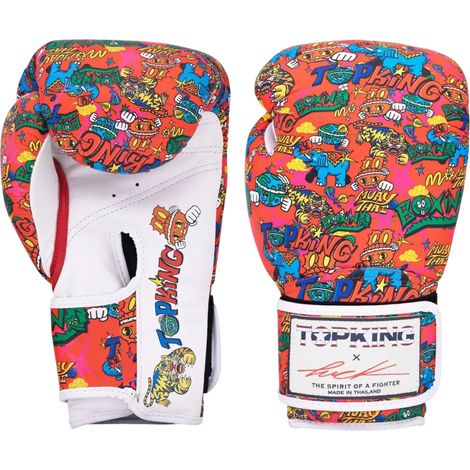 Gants de boxe thaï Top King X Puck rouges 16 oz (1/3)