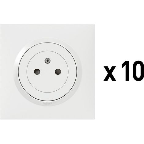Legrand - Lot de 10 prises de courant 2P+T Surface dooxie complet - blanc