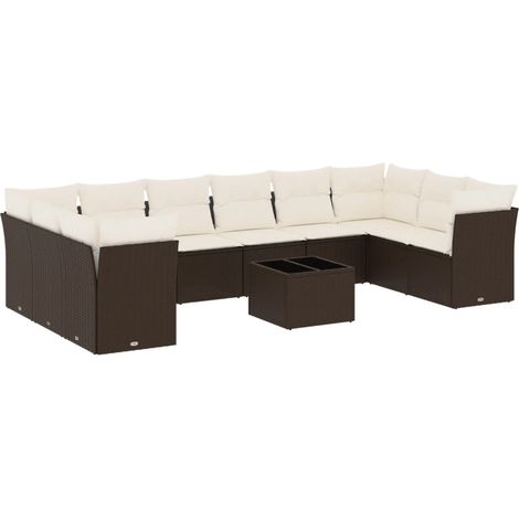 Maison Exclusive - Set de sofás de jardín 11 pzas cojines ratán s (1/5)