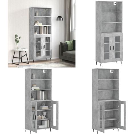 Highboard Betongrau 69,5x34x180 cm Holzwerkstoff - Sideboard - Hochschrank - Wohnraumgestaltung - Aufbewahrungsmöglichkeiten - Betonlook - Home & Living (1/5)