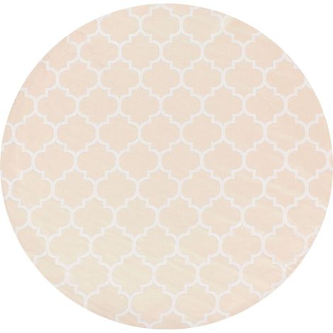 Tappeto rotondo per interni e per esterni con motivo a traliccio marocchino ⌀ 160 cm Beige e bianco Mosore