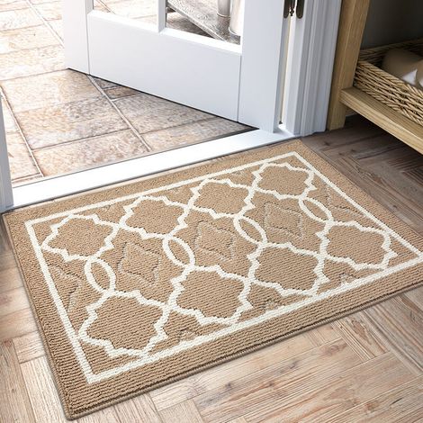 Absorbent and Durable Indoor and Outdoor Door Mat, Machine Washable Entrance Mat, Dust-Resistant - 50 x 80 cm, Brown