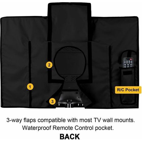 22" a 24" Housse de Protection pour TV d'extérieur, écrans et télévisions de terrasse et Jardin Imperméable et résistant Noir et Transparent (1/5)