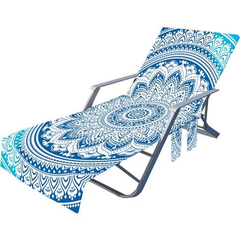 Housse de Chaise de Plage, Serviette de Transat Plage en Microfibre avec Poches Latérales pour Beach Mat de Plage Vacances ou Housse Piscine de Chaise Longue de Jardin (75x210cm,Bohême) (1/5)