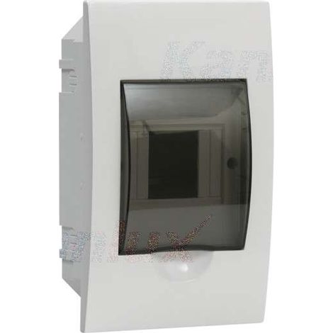 Tableau de distribution modulaire, plastique, 1x4, encastré, IP40, IK06, N+PE, classe II, porte grise transparente, DB104F 1X4P/FMD, blanc, 3840 (1/3)