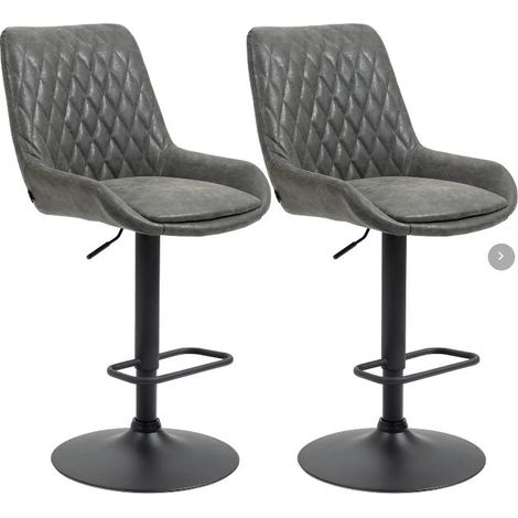 Lot de 2 tabourets de bar réglables en hauteur avec dossier, tabourets de cuisine en similicuir gris foncé pour bar et cuisine .de (1/5)