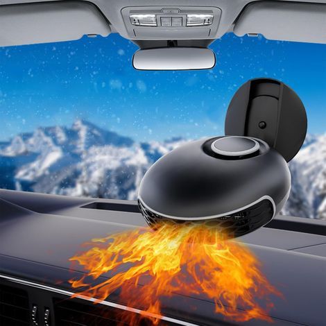 Aiperq Chauffage de voiture EOHMAK 12V 150W Ventilateur de chauffage de voiture portable 2 en 1 Chauffage de refroidissement à 360 degrés Dégivreur de pare-brise automatique Chauffages antibuée pour v (1/4)