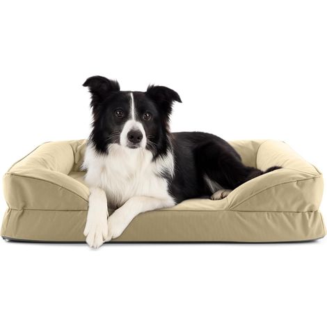 Lit orthopédique pour l'intérieur et l'extérieur - Canapé Ergonomique pour Chien - 90 x 65 cm - Idéal pour Les Chiens de Taille Moyenne - Fond antidérapant - Rembourrage et Housse lavables (1/5)