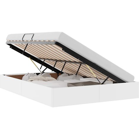 Maison Exclusive - Cadre de lit ottoman Blanc pur 140 x 200 cm Simili cuir (1/5)