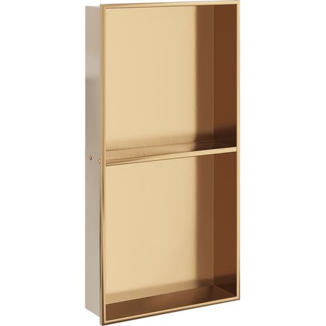 Eingebautes Duschregal in gebürstetem Gold 32x62x9 cm aus Edelstahl