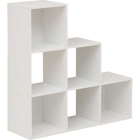 Étagère Escalier 6 Cases "Mix n'Modul" 102cm Blanc (1/5)