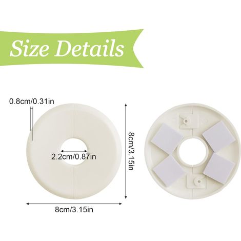 Lot de 2 Cache-tuyaux, Plastique, Diamètre 22 mm, Adhésif, Blanc crème, Salle de bain (1/5)