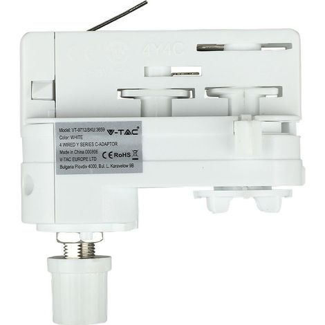 Adaptateur de rail triphasé V-TAC pour connexion 220 V, couleur blanche (1/4)