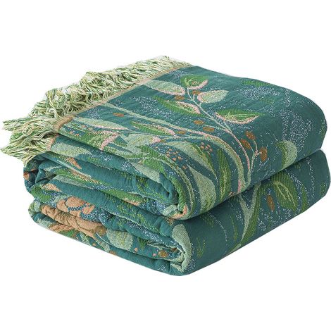 Gleittuch aus reiner Baumwolle, Frotteedecke mit Quasten, Schlafdecke, Klimaanlagendecke, Sofabezug, Tagesdecke, 200 x 230 cm (1/2)