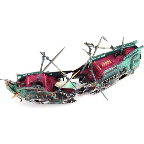 Décoration pour aquarium en résine en forme d'épave de bateau