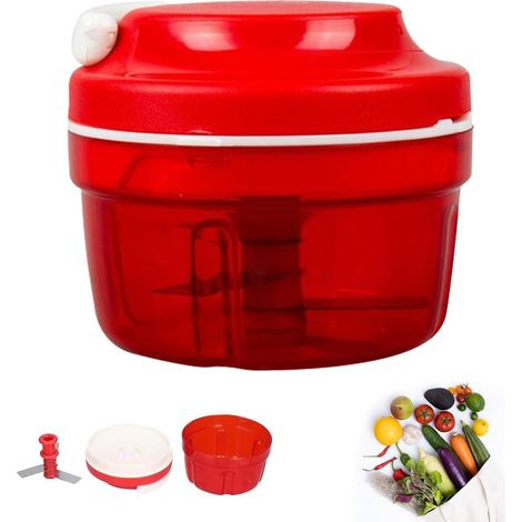 Hachoir Manuel avec Corde, Coupe-Oignon et Légumes Multifonction pour Viande, Ail, Persil, Mini Mixeur Manuel sans Électricité, Accessoire Cuisine avec Lames Inox (1/5)