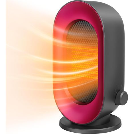 Petit Chauffage d'appoint 900W, Mini Radiateur Electrique avec 3 Modes, Protection Anti-surchauffe et Anti-basculement, Portable Chauffage Soufflant pour Bureau Chambre Intérieur (1/5)