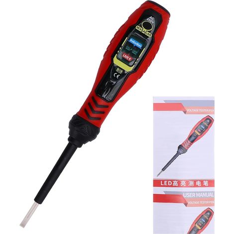 Voltage tester pen with screwdriver, non-contact NCV detector with 3-color LED indicators, power cable test (red flat head (standard LED light)) (1/5)