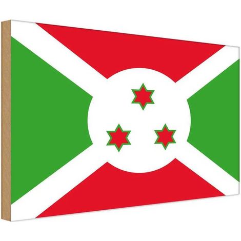 Panneau en bois 30x40 cm Drapeau, bannière et armoiries du Burundi (1/4)