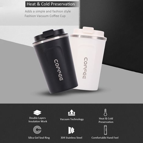 Tasse isotherme Ortviai 510ml Acier Inoxydable 304 Étanche Noire (1/5)