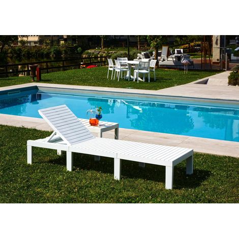 Dmora Tumbona Caserta, Tumbona de jardín ajustable, Cuna exterior, 100% Made in Italy, Cm 195x65h78 Blanco, con embalaje reforzado (1/4)