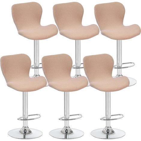 Lot de 6 housses de tabouret pivotant incurvées kaki, 40 x 30 x 30 cm, pour chaise de bar à dossier bas, idéales pour les comptoirs et les cuisines (1/5)