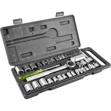 40-Piece Carbon Steel Mechanic's Tool Set - Sockets, Wrenches and Accessories for Home/Workshop (Easy Storage) (1/5)