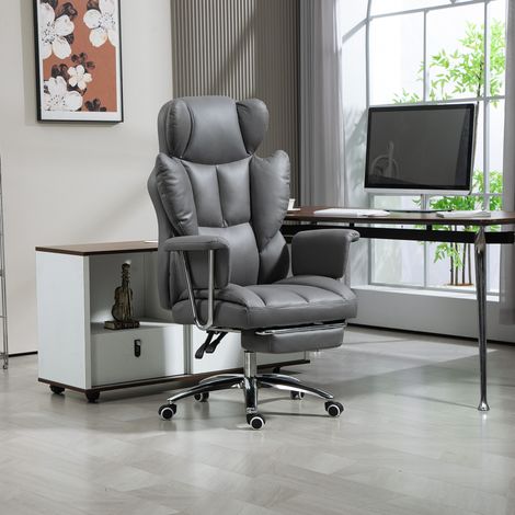Silla de oficina reclinable, altura regulable, con reposapiés, gris oscuro DESVIAE (1/5)