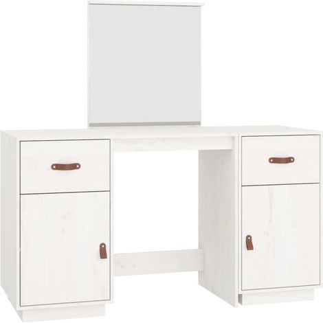 Set toeletta con specchio 95 x 50 x 134 cm in legno di pino massiccio bianco 020006216