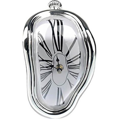 horloge De Bureau, Horloge De Fonte, Horloge Murale Dforme En Fonte, Style Salvador Dali, Dcoration Murale Argente (1/5)
