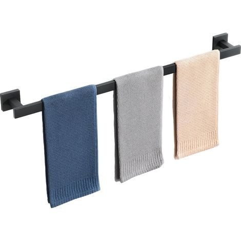 Porte Serviette Salle de Bain, Longueur 80 CM, Barre Serviette Salle de Bain en SUS304 Acier Inoxydable, Porte Serviette Murale à Cuisine ou Douche, Noir (1/5)